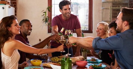 friends and family at a holiday table