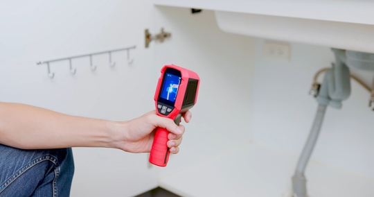 Home inspector use thermal imagery for leak detection.